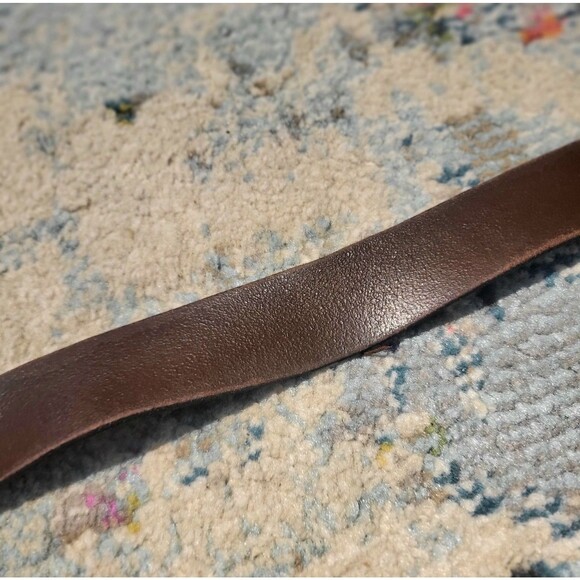 Vintage Y2k Levis Brass Buckle Distressed Italian Leather Brown Boho Western M - Picture 8 of 9